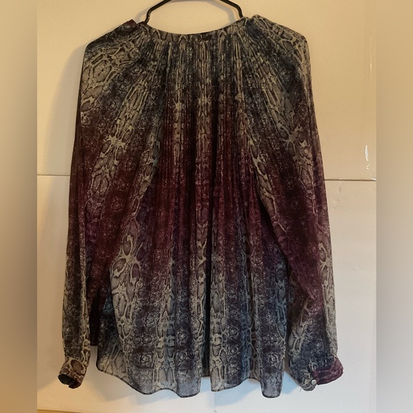 Jennifer Lopez Burgundy and Gray Snake Print Blouse - Picture 2 of 6